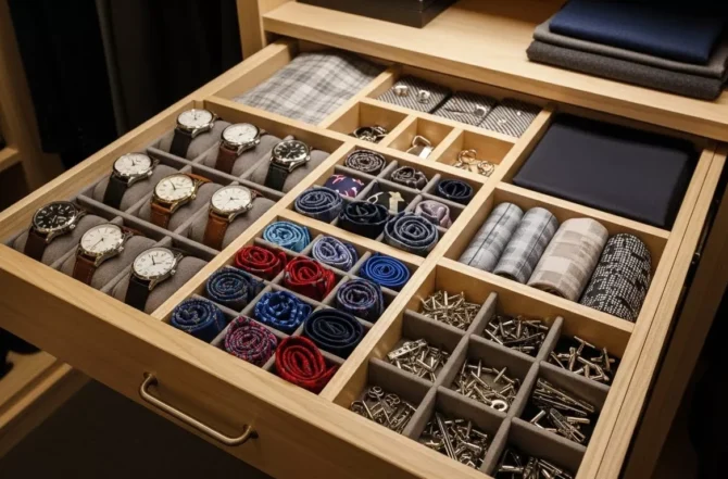 Gavetas com divisórias para acessórios Gavetas com divisórias para acessórios