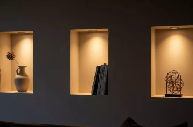Iluminação embutida em nichos Iluminação embutida em nichos